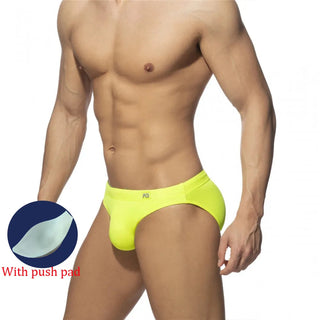 NEW Men's Swimming Trunks Low Waist Briefs Sexy Solid Swimsuit Quick-Drying Shorts Slip for Men Push Pad Swimwear Clothing Alodia Store