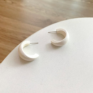 Cute Moon Matte Wooden Earrings Geometric C-Style Statement Vintage Big Circle Wood Ear Ring Fashion Jewelry Gift Alodia Store