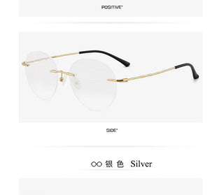 Titanium Alloy Rimless Glasses Frame Men Ultralight Round Eyeglasses Myopia Prescription Frames For Women Optical Eye Glass Alodia Store