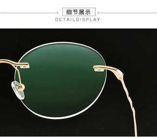 Titanium Alloy Rimless Glasses Frame Men Ultralight Round Eyeglasses Myopia Prescription Frames For Women Optical Eye Glass Alodia Store