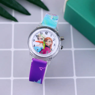 Fashion Cartoon Flash Light Girls Watches Kids with Bracelet Silicone Strap Princess Elsa Children Watches Clock reloj infantil Alodia Store