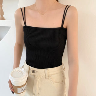 Sexy Tank Top Spaghetti Strap Tanks Top Fashion Womens Clothing Summer Knitting Croptops Slim Sexy Tube Tops Slim alodia store
