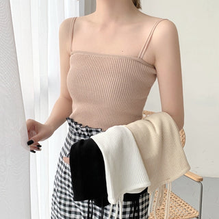 Sexy Tank Top Spaghetti Strap Tanks Top Fashion Womens Clothing Summer Knitting Croptops Slim Sexy Tube Tops Slim alodia store