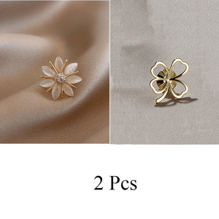 Fashion Brooch Set Flower Bow Brooches for Women Metal Anti-glare Lapel Pin Fixed Clothes Pins Sweater Coat Clothing Accessories alodia store