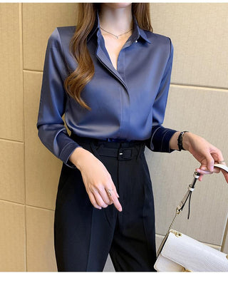 Satin Silk Women's Shirt Long Sleeve Fashion Woman Blouses 2023 alodia store
