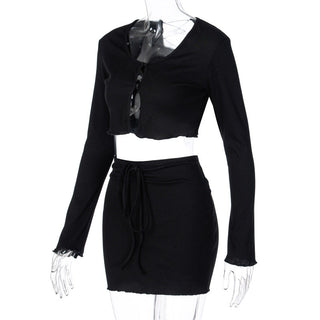 Sexy CropTops With Mini Bandage Skirt 2 Sets Women Summer alodia store