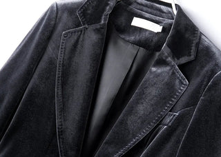 New One Button Gold Velvet Pocket Woman Blazer Vadim 4XL Alodia Store