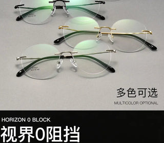 Titanium Alloy Rimless Glasses Frame Men Ultralight Round Eyeglasses Myopia Prescription Frames For Women Optical Eye Glass Alodia Store