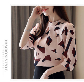 NEW SUMMER Print Chiffon Blouse Women alodia store