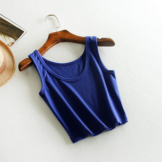 LERFEY Summer Slim Render Short Top Sexy Women Sleeveless U Croptops Tank Tops Solid Black White Crop Tops Vest Tube Top alodia store
