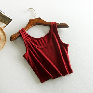 LERFEY Summer Slim Render Short Top Sexy Women Sleeveless U Croptops Tank Tops Solid Black White Crop Tops Vest Tube Top alodia store