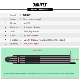 AOLIKES 1PCS Wrist Support Straps Wraps For Weight Lifting Fitness Gym Sport Wristbands Alodia Store
