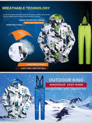 Men's Ski Suit Brands Winter Windproof Waterproof Thermal Snow Jacket And Pants Sets Skiwear Skiing And Snowboard Ski Jacket Men ALODIA STORE