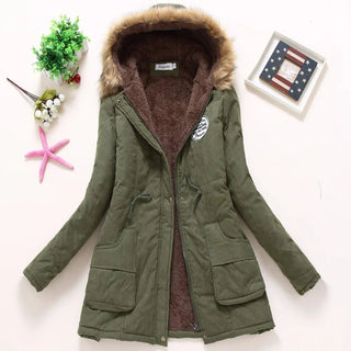 new winter military coats women cotton wadded hooded jacket medium-long casual parka thickness  XXXL Alodia Store