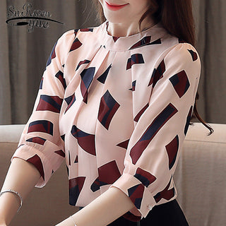 NEW SUMMER Print Chiffon Blouse Women alodia store