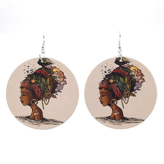 YD&YDBZ 2019 New Ethnic Style Big Round Drop Earrings For Women Wood Printing Earrings Fashion Punk Girls Jewelry Accessories Alodia Store