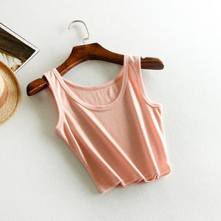LERFEY Summer Slim Render Short Top Sexy Women Sleeveless U Croptops Tank Tops Solid Black White Crop Tops Vest Tube Top alodia store