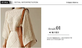 Twist Jacquard bathwing Tops+ Bodycon Split Pencil Skirt 2 Piece set Alodia Store
