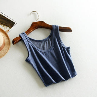 LERFEY Summer Slim Render Short Top Sexy Women Sleeveless U Croptops Tank Tops Solid Black White Crop Tops Vest Tube Top alodia store