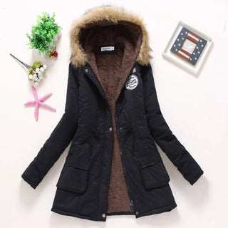 new winter military coats women cotton wadded hooded jacket medium-long casual parka thickness  XXXL Alodia Store