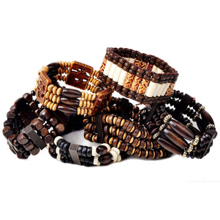 Mix Lot 5Pcs/lot Natural Wood Beads Charm Bracelets Fashion Jewelry Mix Style Wooden Adjustable Bracelet Cuff Bangle Wholesale Alodia Store