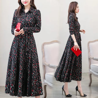 New chiffon stitching lace Dress lady elegant temperament long dress Alodia Store