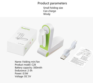 Usb Mini Fold Fan Electric Portable Hold Small vintilador Alodia Store