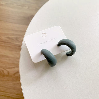 Cute Moon Matte Wooden Earrings Geometric C-Style Statement Vintage Big Circle Wood Ear Ring Fashion Jewelry Gift Alodia Store
