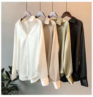 Spring 2021 Womens Clothing Silk Shirt Vintage Blouse Women Sheer Top Women Longsleeve Dress Shirt clothes Woman Overshirt Alodia Store