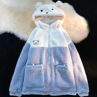 Japanese soft girl cute plus velvet thick hooded sweater ins selling Alodia Store