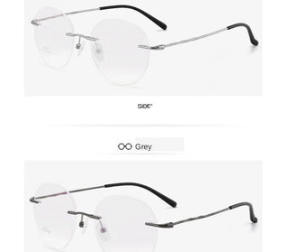 Titanium Alloy Rimless Glasses Frame Men Ultralight Round Eyeglasses Myopia Prescription Frames For Women Optical Eye Glass Alodia Store