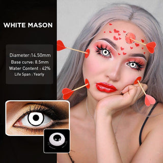 UYAAI 2pcs Halloween Colorful Contact Lenses Anime Cosplay Eye Lenses multicolored lenses Lenses White Black Red Lenses Alodia Store