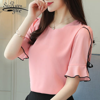 NEW SUMMER Print Chiffon Blouse Women alodia store