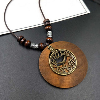 Vintage Ethnic Style Wooden Necklace Owl Leaves Beaded Pendant Choker Long Chain Sweater Dress Neck Jewelry Accessories Alodia Store