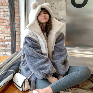Japanese soft girl cute plus velvet thick hooded sweater ins selling Alodia Store