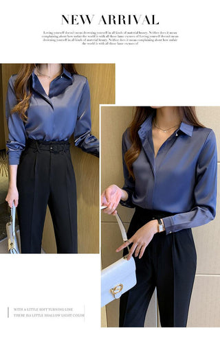 Satin Silk Women's Shirt Long Sleeve Fashion Woman Blouses 2023 alodia store