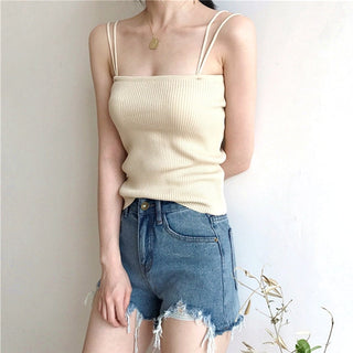 Sexy Tank Top Spaghetti Strap Tanks Top Fashion Womens Clothing Summer Knitting Croptops Slim Sexy Tube Tops Slim alodia store