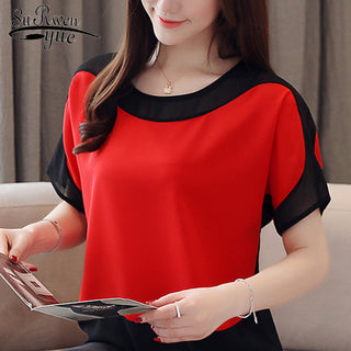 NEW SUMMER Print Chiffon Blouse Women alodia store
