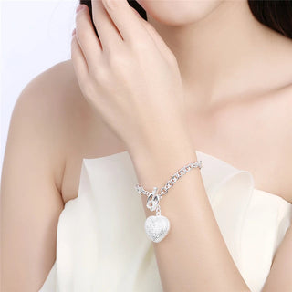 DOTEFFIL 925 Sterling Silver AAA Zircon Heart Bracelet Necklace Ring Set For Woman Wedding Engagement Party Charm Jewelry Alodia Store