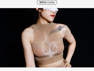 Oil Glossy Shiny Sleeveless Bustier Crop Top Women Sexy Nylons Tank Tops Cropped Feminino Croptop See Through Transparent Camis alodia store