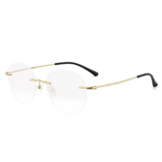 Titanium Alloy Rimless Glasses Frame Men Ultralight Round Eyeglasses Myopia Prescription Frames For Women Optical Eye Glass Alodia Store