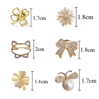 Fashion Brooch Set Flower Bow Brooches for Women Metal Anti-glare Lapel Pin Fixed Clothes Pins Sweater Coat Clothing Accessories alodia store