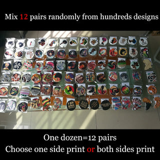 SOMESOOR Hundreds Styles Fashion African Wooden Drop Earrings Afro Arts Printed Black Loops Dangle Jewelry For Women Mix 12Pairs Alodia Store