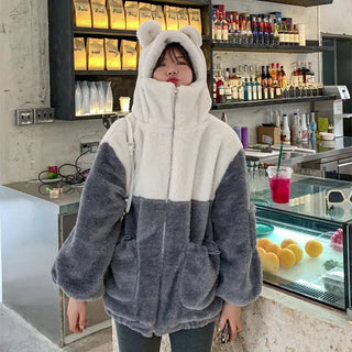 Japanese soft girl cute plus velvet thick hooded sweater ins selling Alodia Store