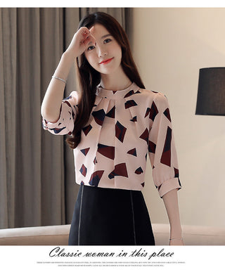 NEW SUMMER Print Chiffon Blouse Women alodia store