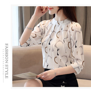 NEW SUMMER Print Chiffon Blouse Women alodia store
