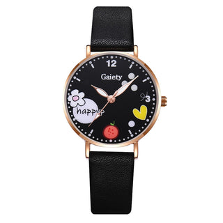 Kids Watches Pink Cute Children's Wristwatch Cartoon Pattern Quartz Watch Set For Girls Fashion Students' Clock relogio infantil Alodia Store