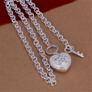 DOTEFFIL 925 Sterling Silver AAA Zircon Heart Bracelet Necklace Ring Set For Woman Wedding Engagement Party Charm Jewelry Alodia Store