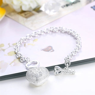 DOTEFFIL 925 Sterling Silver AAA Zircon Heart Bracelet Necklace Ring Set For Woman Wedding Engagement Party Charm Jewelry Alodia Store