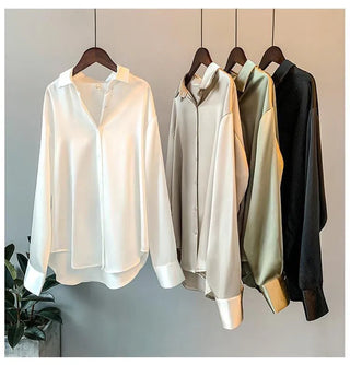 Spring 2021 Womens Clothing Silk Shirt Vintage Blouse Women Sheer Top Women Longsleeve Dress Shirt clothes Woman Overshirt Alodia Store